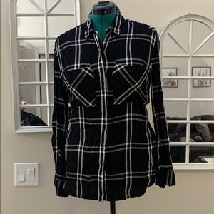 Black and a White Plaid Express Button Down